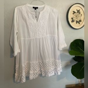 RD & koko White Tunic, Size Large, NWOT